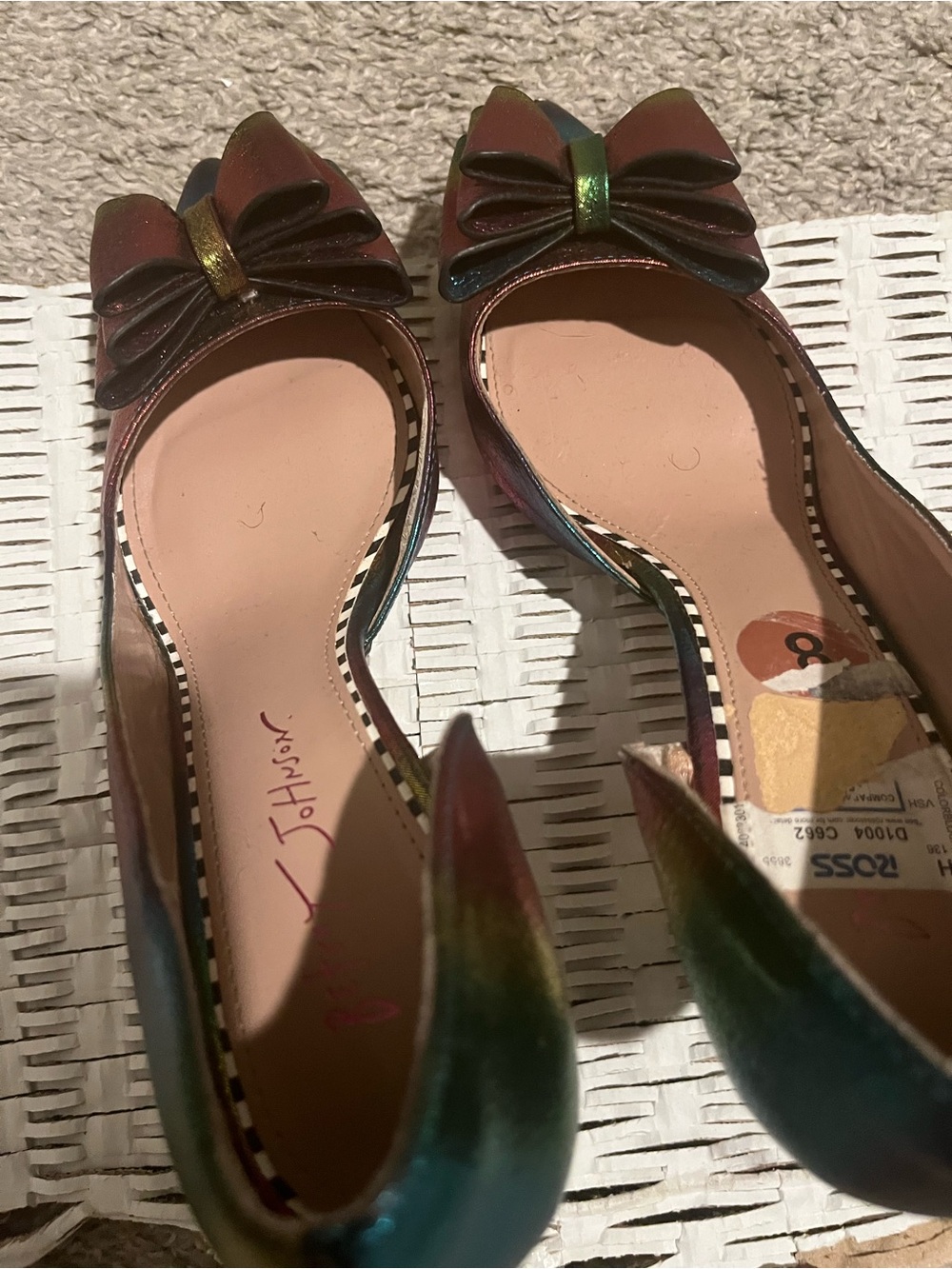 No Boundaries Iridescent Bow Pointed-Toe Flats - Multicolor